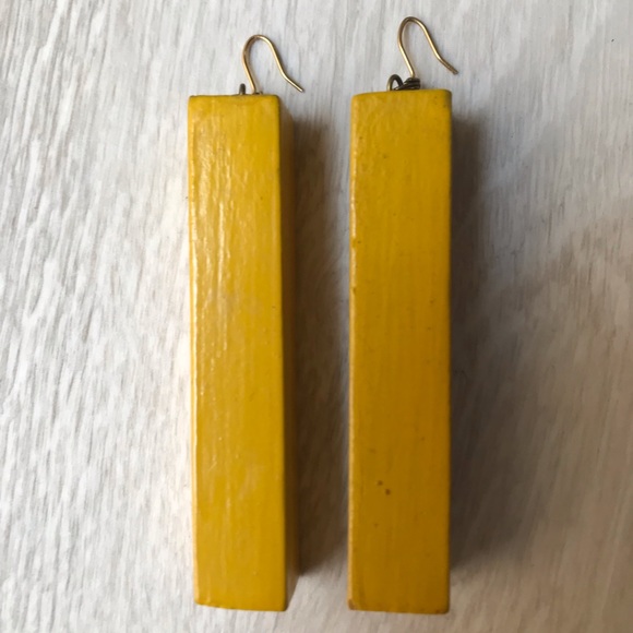 Long Box-shape Yellow Earrings - Picture 1 of 6